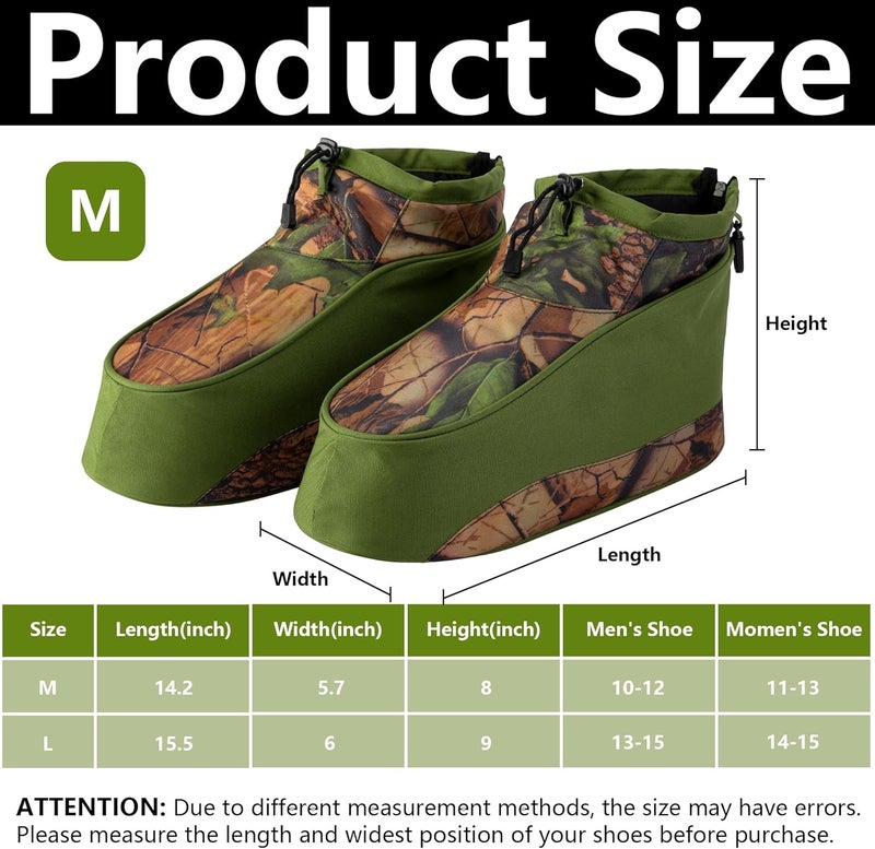 RunNico Waterproof Camo Boot Insulated Covers, 600D Hunting Non-Slip Boot Cover with Adjustable Drawstring, Cold Weather Boot Insulators for Men Women Hunting Camping Fishing Wildlife Photography(M,L) - Image 2